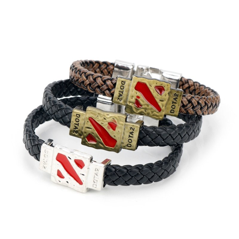 DOTA 2 Braided Leather Charm Bracelet