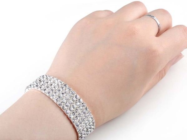 Full Rhinestone Elastic Bracelet for Women