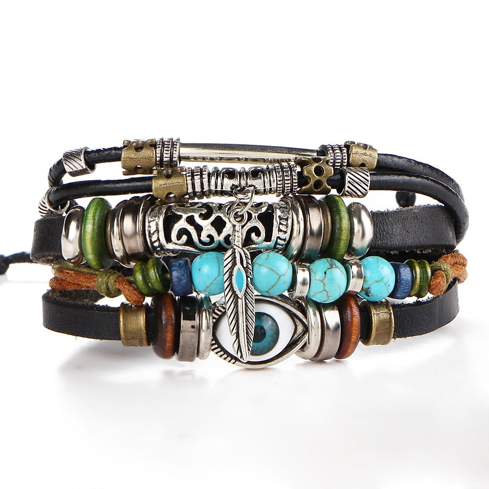 Boho Style Multilayer Leather Men's Bracelet